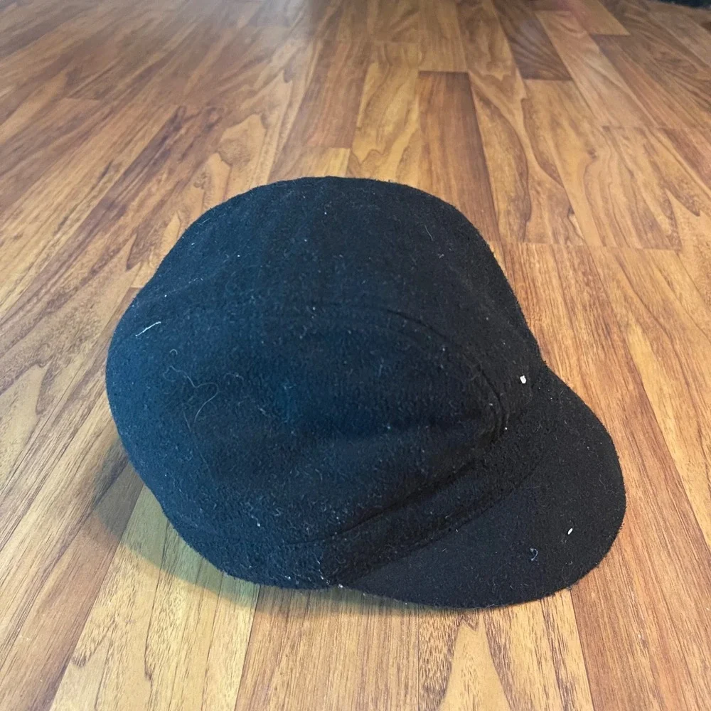 Black Newsboy Cap Hat One Size Wool Blend Baker Boy Cabbie Flat Cap Unisex